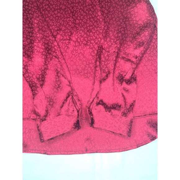 Roz & Ali Womens Red Leopard Print Long Sleeve Blouse Size Large - Picture 8 of 14